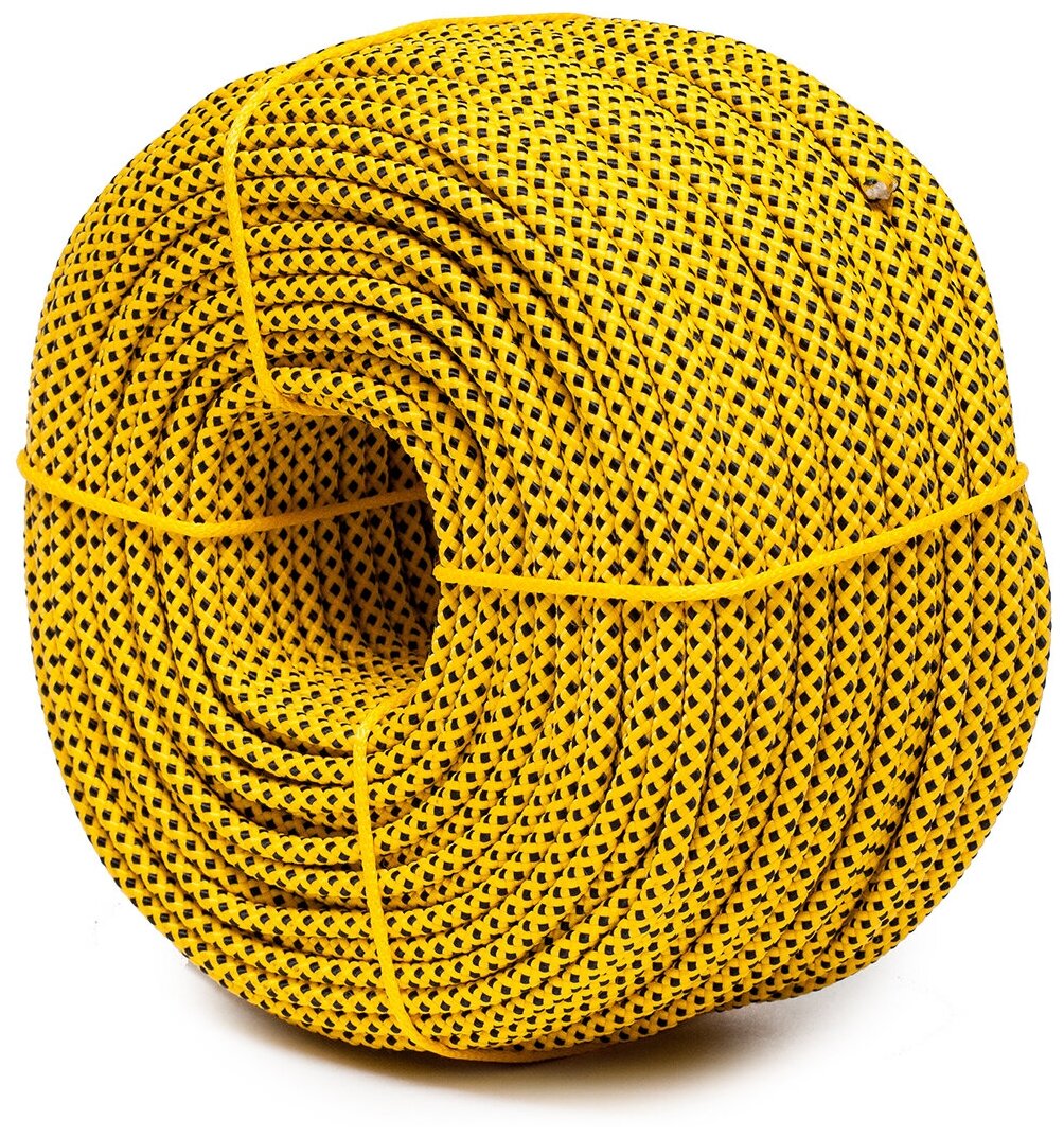 Шнур плетеный экстрим 6.0 мм, черно-желтый, 580 кг, 100 м