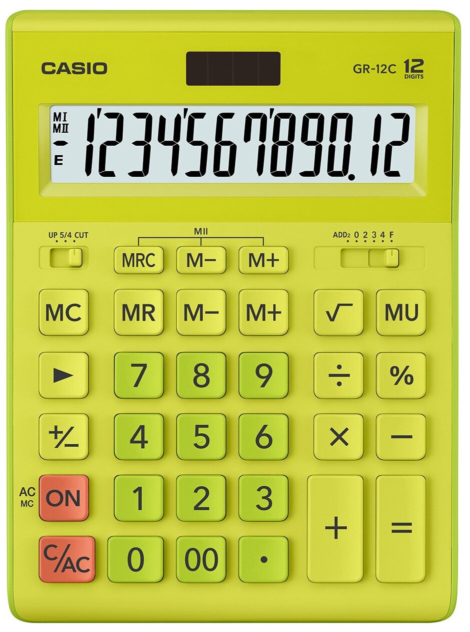 Калькулятор CASIO GR-12C-GN, 12-разрядный, салатовый - фото №3