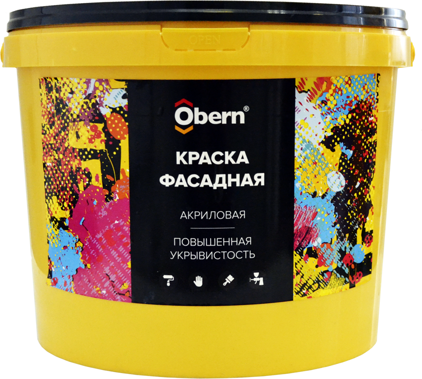 Краска фасадная белая для наружных и внутренних работ, Obern, 3 кг - фотография № 2