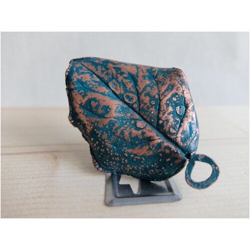 фото Подвеска лист большая, кулон из меди на шею, авторская бижутерия lefa