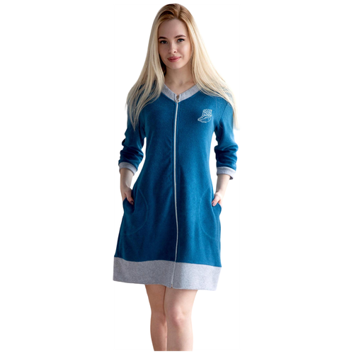 Женский халат Тина Синий 42 Махра на трикотажной основе Lika Dress