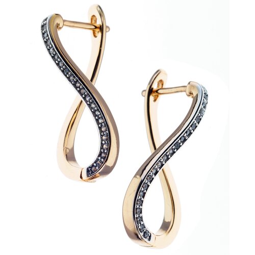 Серьги с подвесками XUPING JEWELRY, бижутерный сплав, родирование, фианит, размер/диаметр 23 мм., золотой