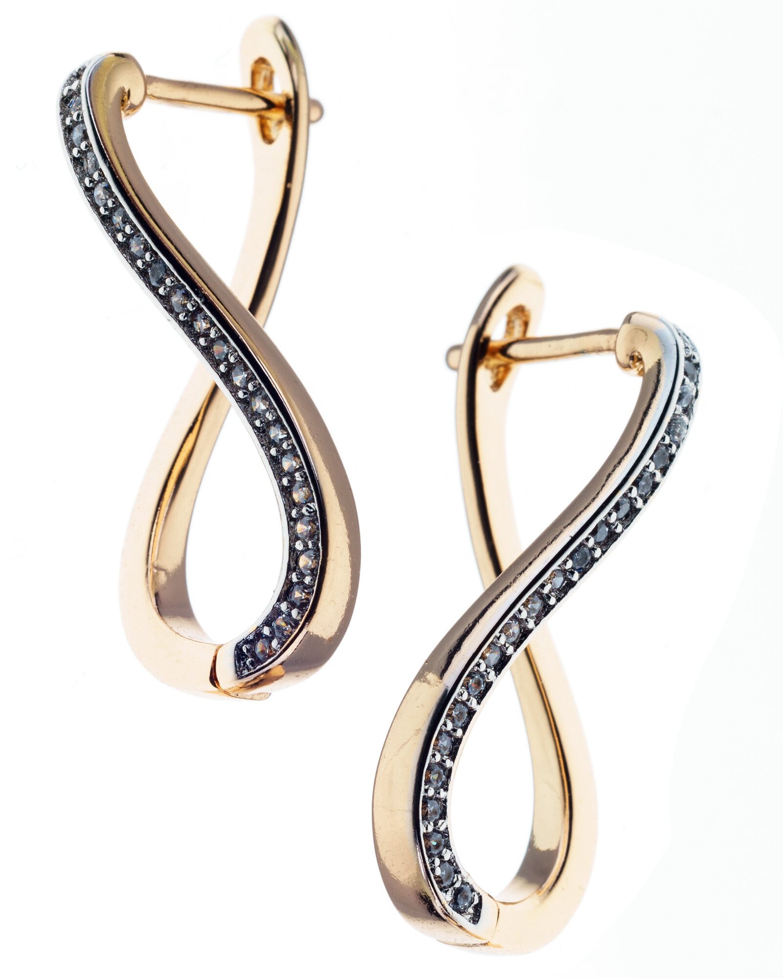 Серьги длинные с дорожками фианитов xuping jewelry бижутерия женская под золото 