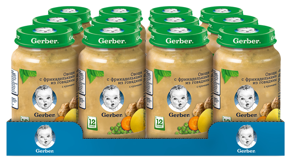 Пюре Gerber Овощи с фрикадельками из говядины с 12 месяцев, 190 г, 1 шт - фото №1