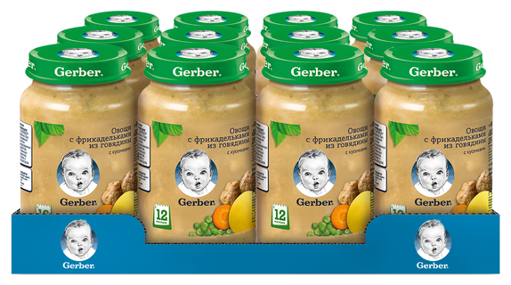 Пюре Gerber ( гербер) Овощи с фрикадельками из говядины с 12 мес 190 г (12 штук в упаковке)