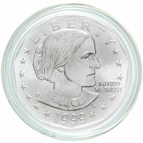 Монета 1 доллар Сьюзен Б. Энтони в капсуле. США P 1999 UNC памятная монета 1 доллар сьюзен б энтони сша 1999 г в монета unc