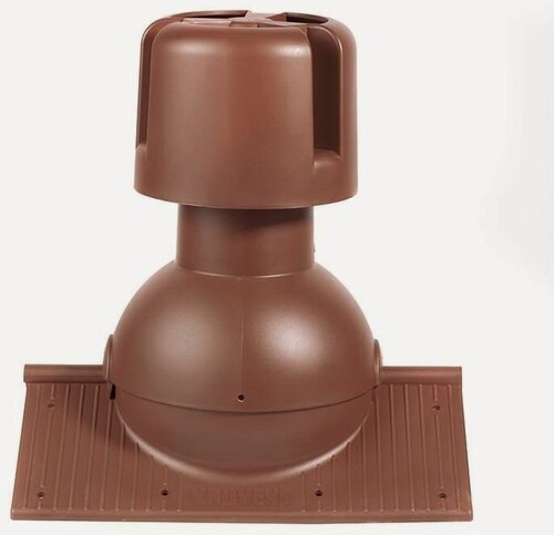 Изображение товара Коньковый элемент для любого вида кровли Krovent Pipe-Cone, выход вентиляции коньковый с колпаком, RAL 8017 коричневый