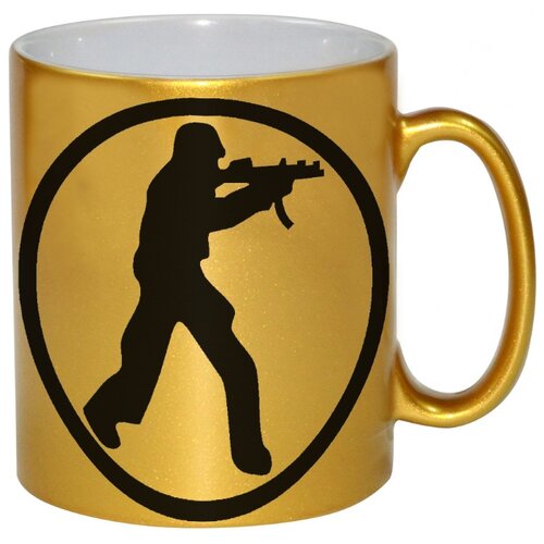 фото Золотая кружка мужик с винтовкой drabs