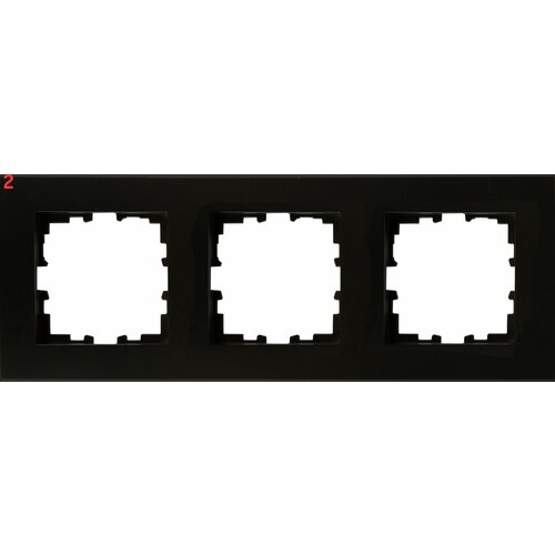 Рамка для розеток и выключателей Виктория плоская 3 поста цвет чёрный (2 шт.)