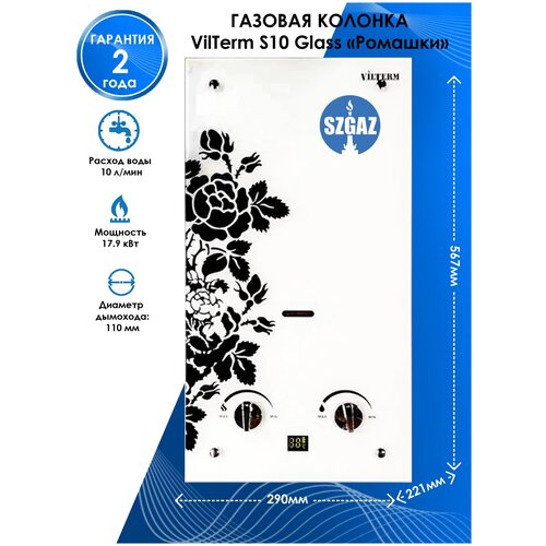 Газовая колонка VilTerm S10 Glass Чёрные розы 1350000₽