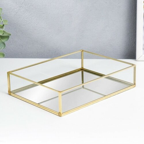 SUI Подставка интерьерная стекло с зеркалом Прямоугольная 45х15х20 см 2653₽