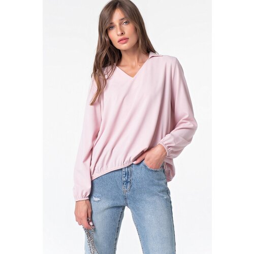 Блуза  FLY, прямой силуэт, длинный рукав, однотонная, размер 40, розовый