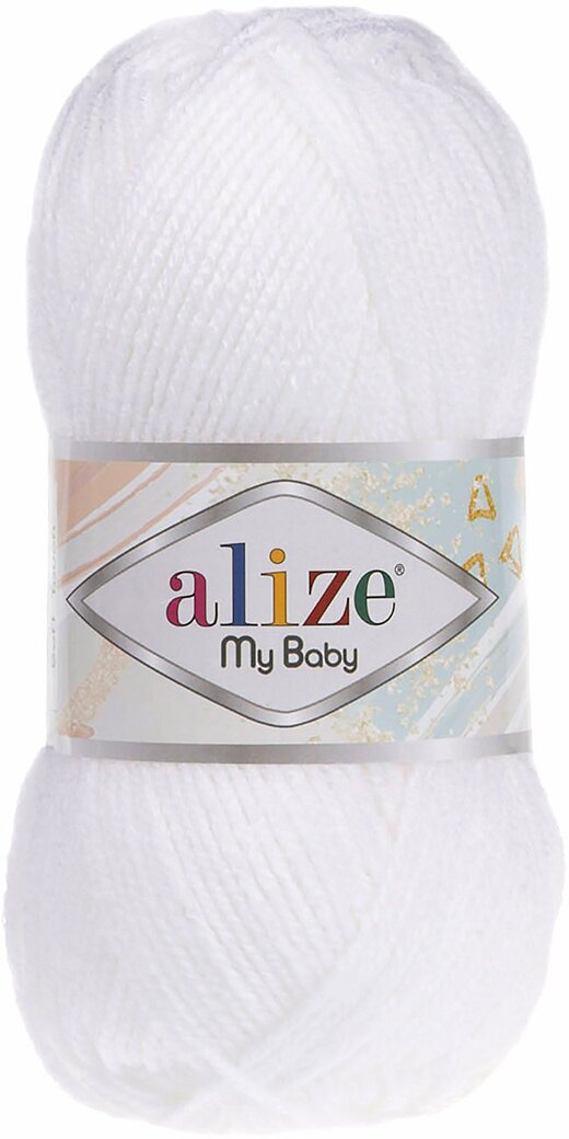 Пряжа ALIZE 'My baby', 50г, 150м (100% акрил) (55 белый), 5 мотков