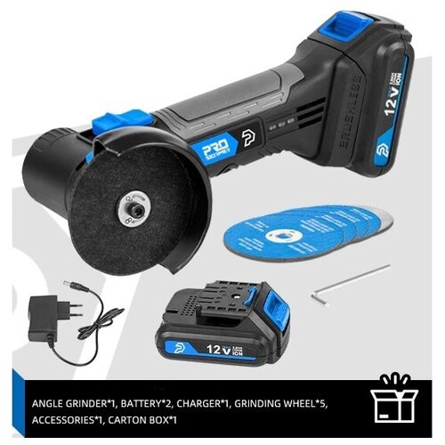 Аккумуляторная УШМ PROSTORMER 12В 2Ач PSBG1202 PTET104302 2АКБ 749000₽