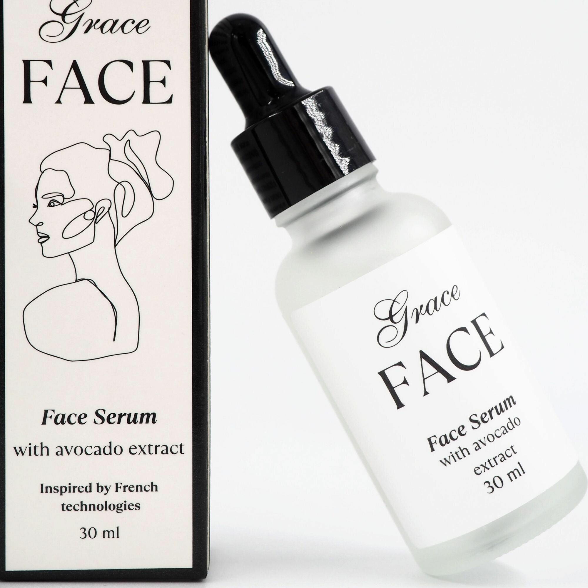 Увлажняющая сыворотка для лица Grace FACE с гиалуроновой кислотой и авокадо 30 мл, успокаивающая