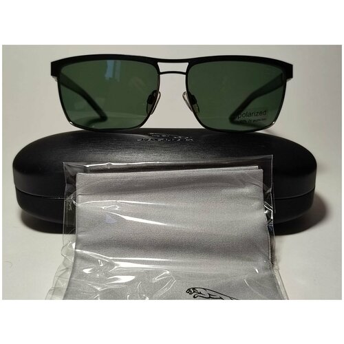Солнцезащитные очки Jaguar, вайфареры, оправа: металл, с защитой от УФ, поляризационные, для мужчин, черный