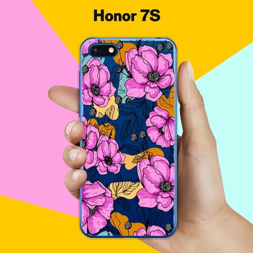 Силиконовый чехол на Honor 7S Фиолетовые цветы / для Хонор 7 С силиконовый чехол цветы фиолетовые на honor 7s