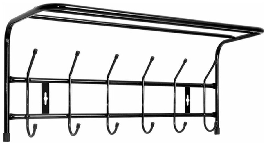 Вешалка настенная с полкой 600*238*268 мм (6 крючков) ВП6/Ч черный
