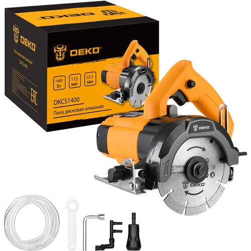 Пила дисковая алмазная DEKO DKCS1400, 115 мм, 1400 Вт, с подачей воды