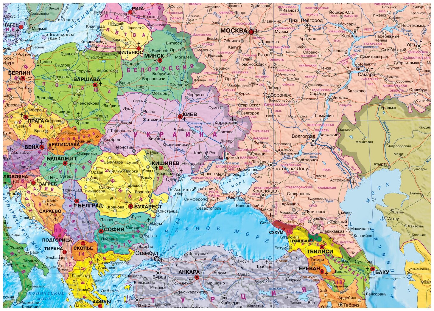 Атлас-принт Настенная политическая карта Евразии/ размер 157 х107