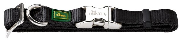 Ошейник Hunter ALU-Strong для собак, нейлоновый с металлической застежкой, L (45-65 см) черный