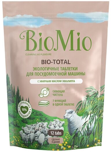 Набор из 3 штук Таблетки для ПММ BIO MIO 12шт Bio-Total Эвкалипт, дой-пак