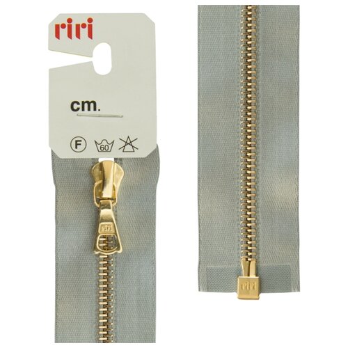 фото Молния металл, gold, разъёмная 1 замок, на атласной тесьме, 4 мм, 65 см, цвет 9112, голубовато-серый riri