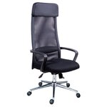 Кресло для руководителя Мирэй Групп МГ-17 хром (паук) плюс, обивка: текстиль, цвет: ткань сетка черная - изображение