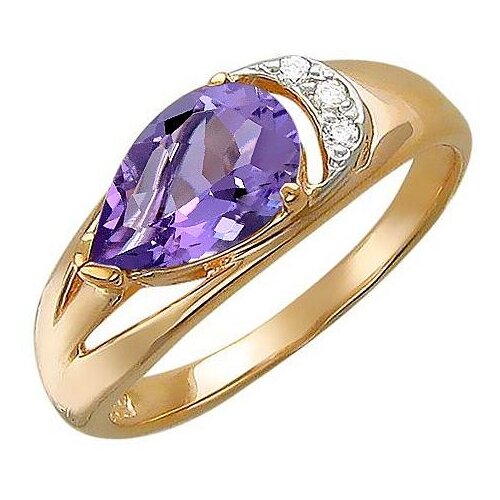 фото Эстет кольцо с аметистом и фианитами из красного золота 01к311468-5, размер 17.5