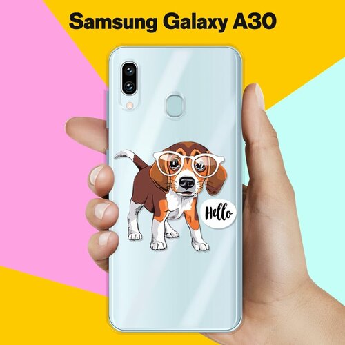 Силиконовый чехол Hello Бигль на Samsung Galaxy A30 силиконовый чехол бигль с цветами на samsung galaxy a30