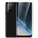 Защитное стекло на Oukitel C25 (Оукител С25) на Экран и Камеру, гибридное: пленка + стекловолокно, прозрачное тонкое Hybrid Glass, Brozo - изображение