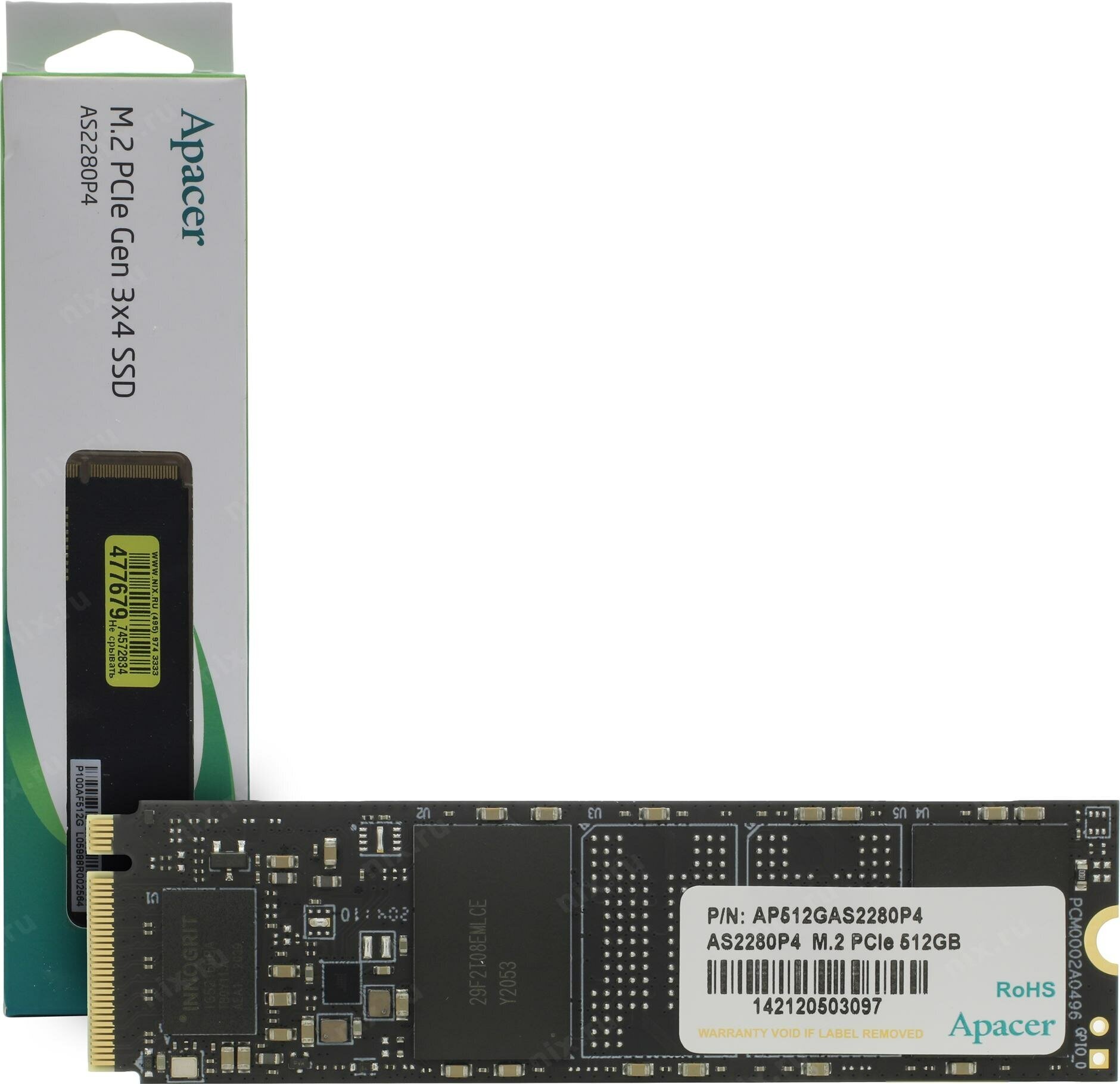 Твердотельный накопитель Apacer SSD AS2280P4U 512Gb M.2 PCIe Gen3x4, R3500/W2300 Mb/s, MTBF 1.8M, 3D NAND, NVMe, Retail (AP512GAS2280P4U-1) (AP512GAS2280P4U-1) - фото №4