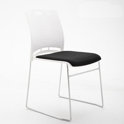 Современный стул для офиса и конференц зала с мягким сиденьем штабелируемый (белый, черная ткань)