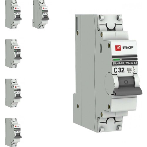 Автоматический выключатель EKF ВА 47-63 PROxima 1P 32А характеристика C (комплект из 5 шт)