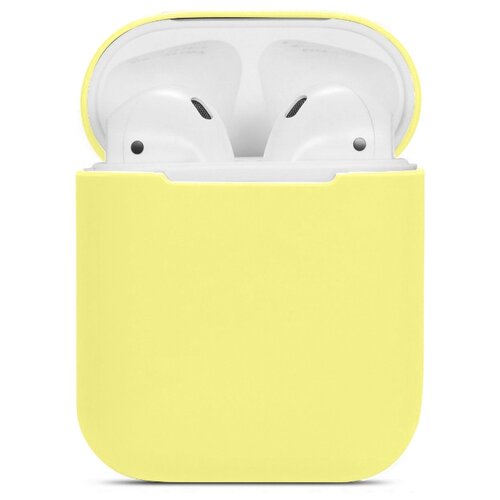 фото Ультратонкий силиконовый чехол для airpods 2 / airpods 1 / аирподс противоударный матовый (ярко желтый) pastila