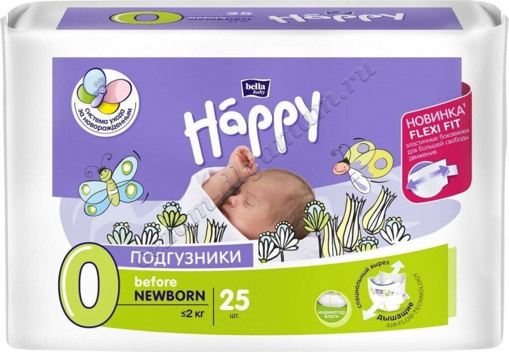 Подгузники для недоношенных Bella baby Happy 0-2 кг, 25 шт , арт. BB-054-BF25-001