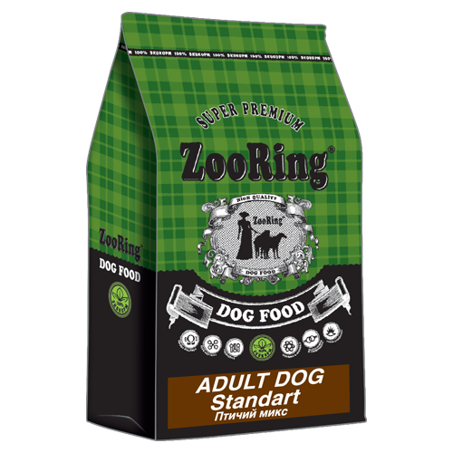 Сухой корм для собак ZooRing Standart, птица 1 уп. х 10 кг сухой корм для собак zooring standart для активных животных птица 1 шт х 2 кг