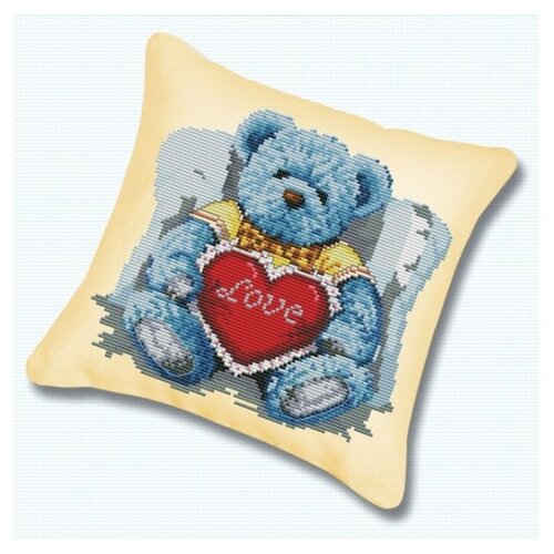 фото Набор для вышивания. подушка "медвежонок с сердцем" (канва бежевая) белоснежка