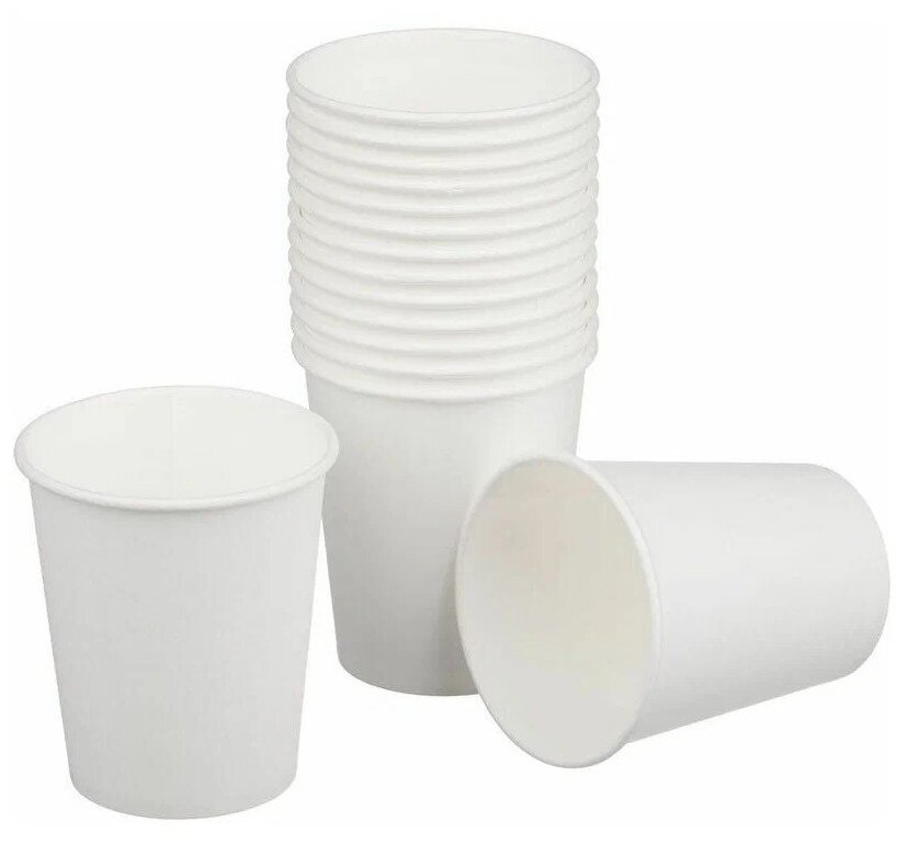 Одноразовые бумажные стаканчики 250 мл, 50 шт для кофе и чая, для горячих и холодных напитков, цвет белый - фотография № 9
