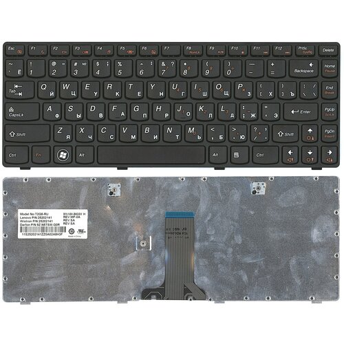 Клавиатура для ноутбука Lenovo IdeaPad Z380 Z480 Z485 G480 черная рамка черная 690₽
