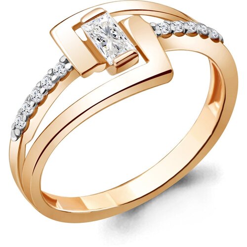 фото Кольцо из золочёного серебра aquamarine а68700а-п с фианитом, размер 18 diamant-online