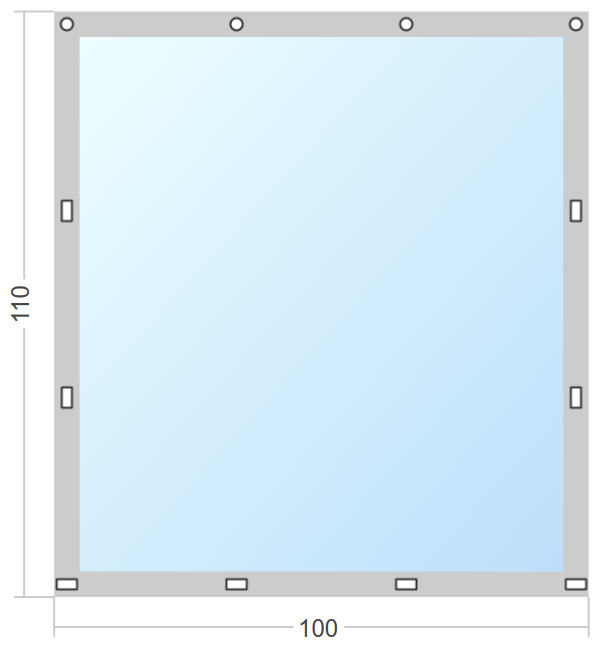 Мягкое окно Софтокна 100х110 см съемное, Скоба-ремешок, Прозрачная пленка 0,7мм, Серая окантовка, Комплект для установки - фотография № 2
