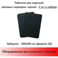 Набор Табличка А2 (420х594мм), черная, для нанесения надписей меловым маркером- 2 шт