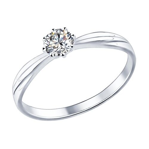 Помолвочное кольцо из серебра с фианитом 89010009 18 SOKOLOV бесцветный  