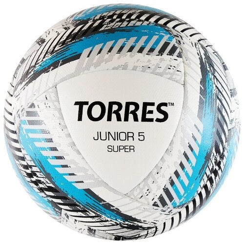 фото Футбольный мяч torres junior super белый/черный/синий 5