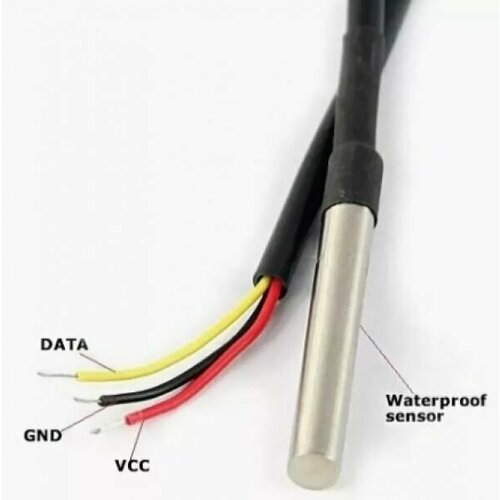 Датчик температуры влагозащищенный DS18B20 цифровой 100см (зонт) IP67 герметичный датчик температуры ds18b20 ip67 трехпроводный 6 м