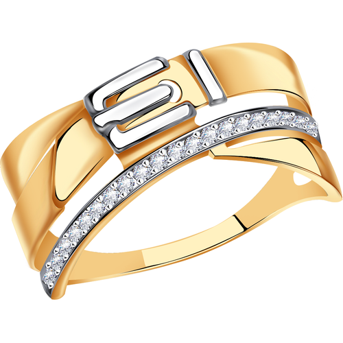 Кольцо Diamant online, красное золото, 585 проба, фианит, размер 18.5