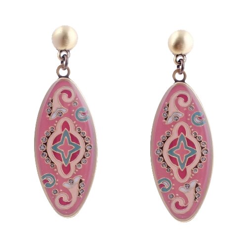 фото Серьги clara bijoux, бижутерный сплав, эмаль, розовый