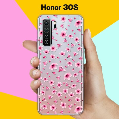 Силиконовый чехол Цветы розовые на Honor 30s