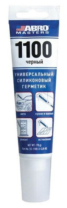 фото Герметик силиконовый 1100 ABRO MASTERS, черный, 70 г SS-1100-3-BLK-RE